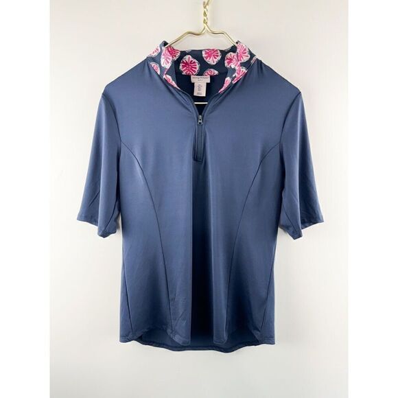 Tommy Bahama Navy Blue Golf Shirt Women’s Size Large Outdoor Preppy - Picture 1 of 6
